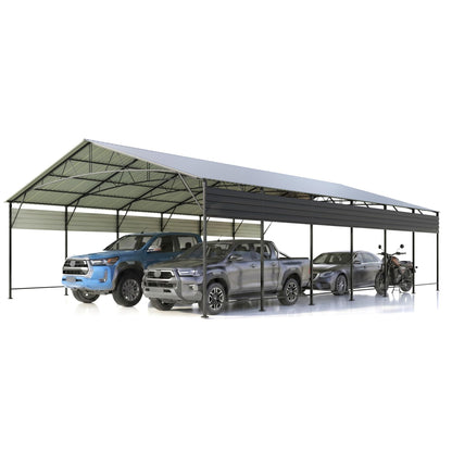 Devoko 20x30 FT Metal Carport, Heavy Duty Car Canopy with Galvanized Steel Roof, Reinforced Base Frame, All-Weather Garage, Outdoor Shelter for Cars, Trucks, Boats, Tractors & RV (Black)