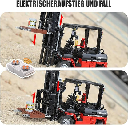 Mould King 13106 Forklift Truck Building Block Kit MOC Remote Control Heavy-Duty Shelf Lifted Truck Model Toy Gift Toys for Kids Age 8+/ Adult (1719 Pieces)
