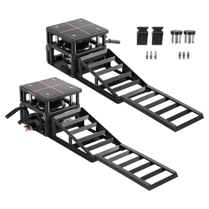 VEVOR Air Hydraulic Jack Car Ramps 2PCS, 11023 lbs/5 Ton Capacity, 12.6 inch Max Height, Pneumatic Ramp Jacks with Airbags, Wheel Chocks, Extension Ramps, Heightened Columns, Heavy-Duty