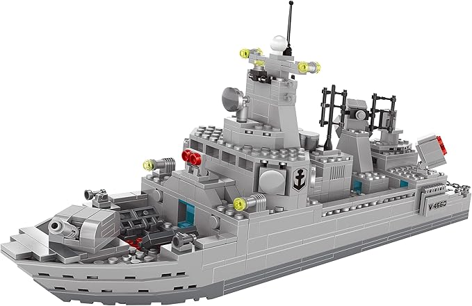 Apostrophe Games Navy Destroyer Building Block Set - 533 Pieces - Building Block Set for Kids and Adults - Compatible with All Building Bricks