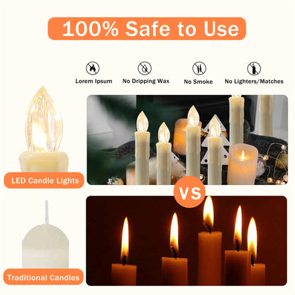 Flameless LED Taper Candles with Clips, 4” Battery Operated Window Candles with Remote Timer Mini LED Chandelier Candlesticks for Home Decor Wedding Church Party & Tree Lighting,10 Pack,Beige