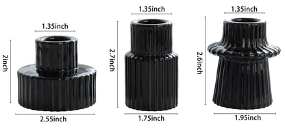 Vixdonos Taper Glass Candlestick Holders Tealight Candle Holders for Table Centerpieces, Wedding Decor and Dinner Party (3 Pcs, Black)