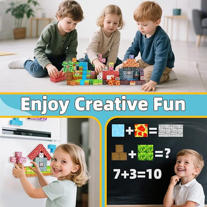 EchoPlan 150PCS Magnetic Blocks Magnetic Building Blocks STEM Constructions Magnet Blocks for Boys Girls Age 3 4 5 6 7 8 9 10 Sensory Stacking Toy Christmas Birthday Gifts for Kids 1 Large Size