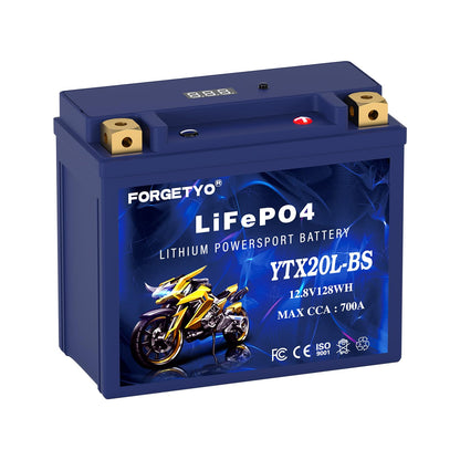 Forgetyo Lithium YTX20L-BS, 700A LiFePO4 Motorcycle Battery, 12V 10AH ATV, UTV, Jet Ski, 4 Wheeler, Snowmobile, Personal Watercraft, Seadoo, Polaris, Tractor,Generator and Riding Lawn Mower Battery