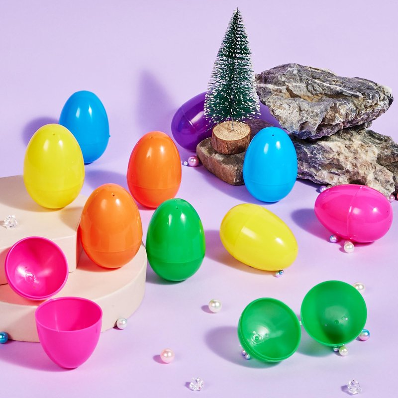 JOYIN 3.15" Easter Eggs, Fillable Plastic Eggs Empty Colorful Bright Eggshells with Hinge for Easter Hunt, Filling Treats, Party Favor, Basket Stuffers, Classroom Prize Supplies, 1000PCS