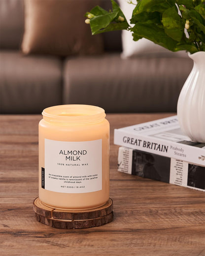 M&SENSE Almond Milk Scented Candles for Home, 19.4oz 110 Hours Long Lasting Non Toxic Natural Organic Soy Wax Relaxing Scented Candle Holiday Gift for Mom Women