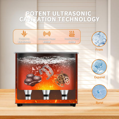 NOVMOS Ultrasonic Cleaner,30L 600W Touch Screen Control Ultrasonic Cleaning Machine with Timer&Heater,Sonic Cleaner for Gun,Carburetors,Parts,Chain Cleaning (Including Baskets)