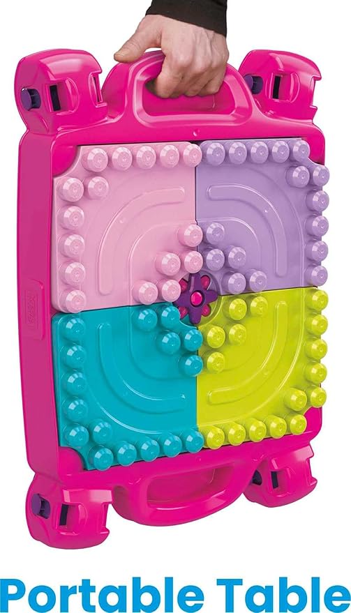 MEGA BLOKS First Builders Toddler Blocks Toy Build ‘n Learn Portable Activity Table with 30 Pieces and Built-In Storage Pink Kids Ages 1+ Years (Amazon Exclusive)