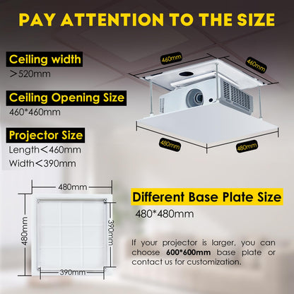 CGOLDENWALL 39" Ultra-Thin Hidden Projector Lift Motorized Projector Mount Adjustable, 44lbs Max Load, Remote Control, 18.9 * 18.9" Baseplate Customizable (Running Distance: 100cm/ 39.37")