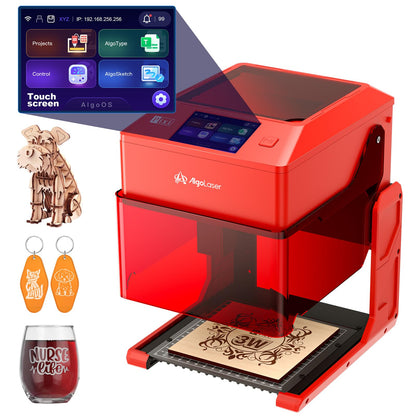 AlgoLaser Pixi Smart Laser Engraver - 3W Portable Laser Engraver Machine with 3.5" Touchscreen & AlgoOS System & APP - Laser Engraving for Wood, Acrylic, Glass, Beginner & DIY Gift & Small Business