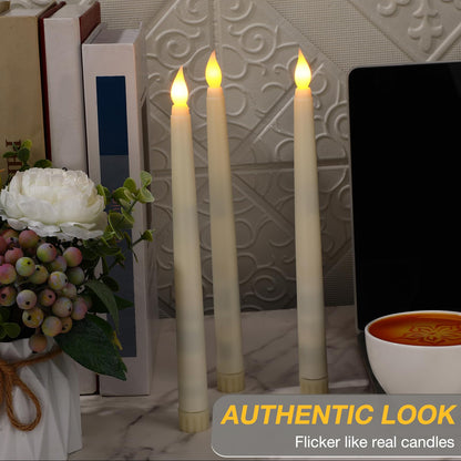 Tuanse 50 Pcs Flameless Taper Candles with Remote Timer and Dimmer Ivory Battery Operated CandleSticks LED Flickering Flameless Candle for Wedding Home Christmas Halloween Party Decor(9.7 Inch)