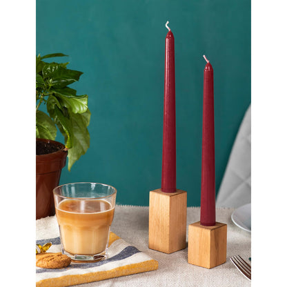 CANDWAX 8 inch Bordeaux Taper Candles Set of 12 - Unscented Smokeless Dripless Tall Candlesticks - Ideal for Home Decor, Thanksgiving or as Christmas Candles - Tapered Christmas Candle Sticks