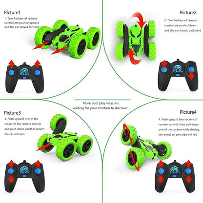 RC Stunt Car for Kids Ages 6–12 Double-Sided Remote Control Car with LED Lights 4WD Electric Toy Vehicle USB Rechargeable Perfect Birthday Holiday for Boys &amp Girls