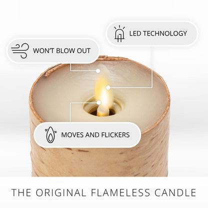 Luminara Flameless LED Tea Light Candle, 1.4" x 2", Pack of 2, Birch, Pearl Ivory, Real Flame, Battery Operated w/Remote Timer Function, Paraffin Wax