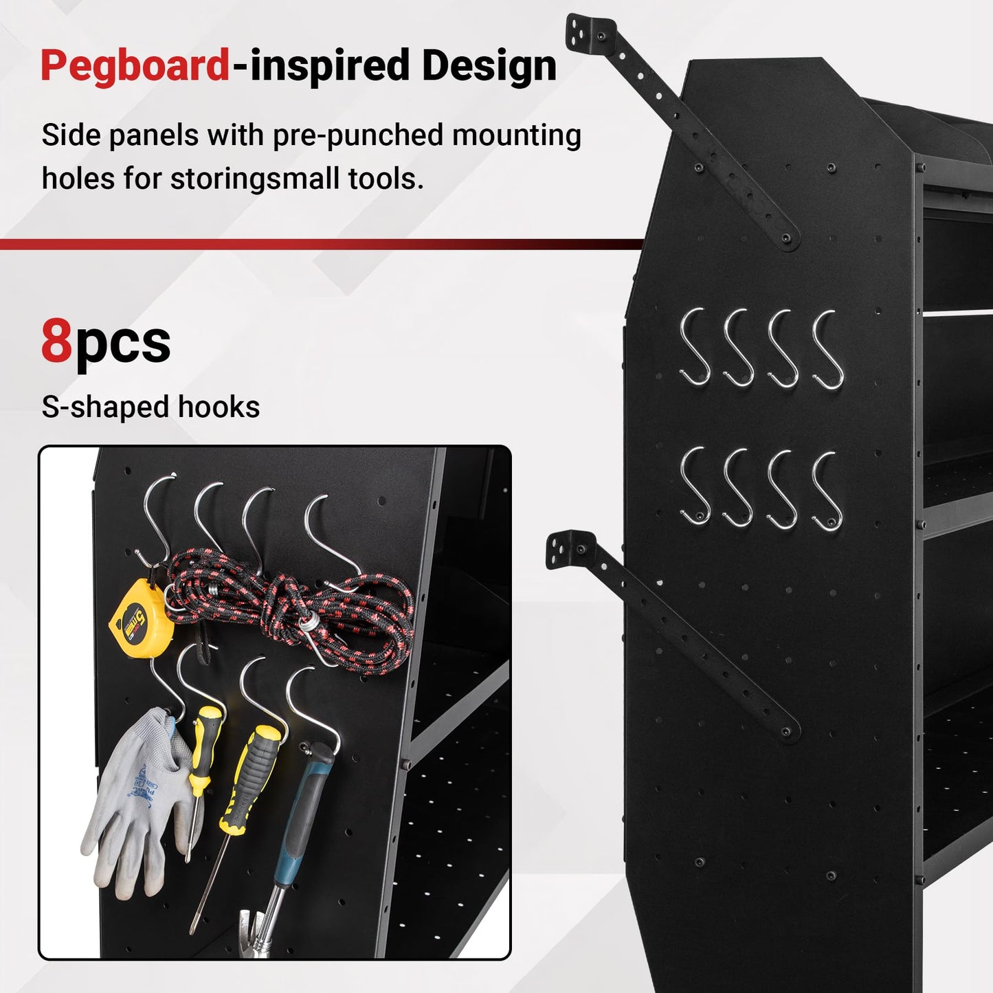 Eastrexon Van Shelving w/ 900LBS Capacity, Heavy-Duty Steel Cargo Storage System, Universal Fit Low/Mid/High Roof Ford Transit/RAM ProMaster/Chevy Express/Nissan NV/Sprinter, 32" W x 46" H x 13" D