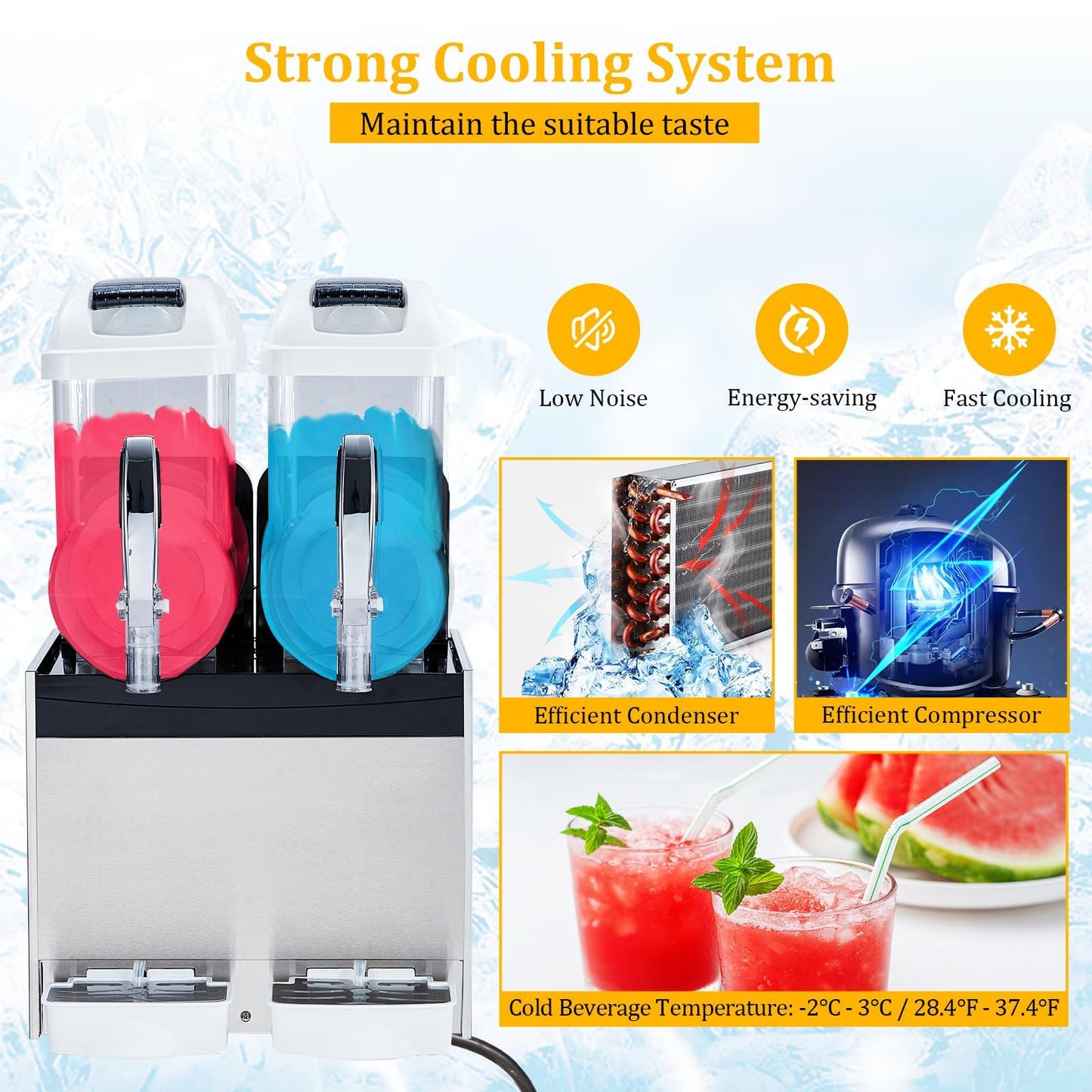 GarveeTech 12 L*2 Commercial Slushie Machine, 700W slushy machine, 6.4 gals cocktail margarita frozen drink machine for home, Electric Large Slushie Machine with Self-cleaning Mode for Restaurant Bar