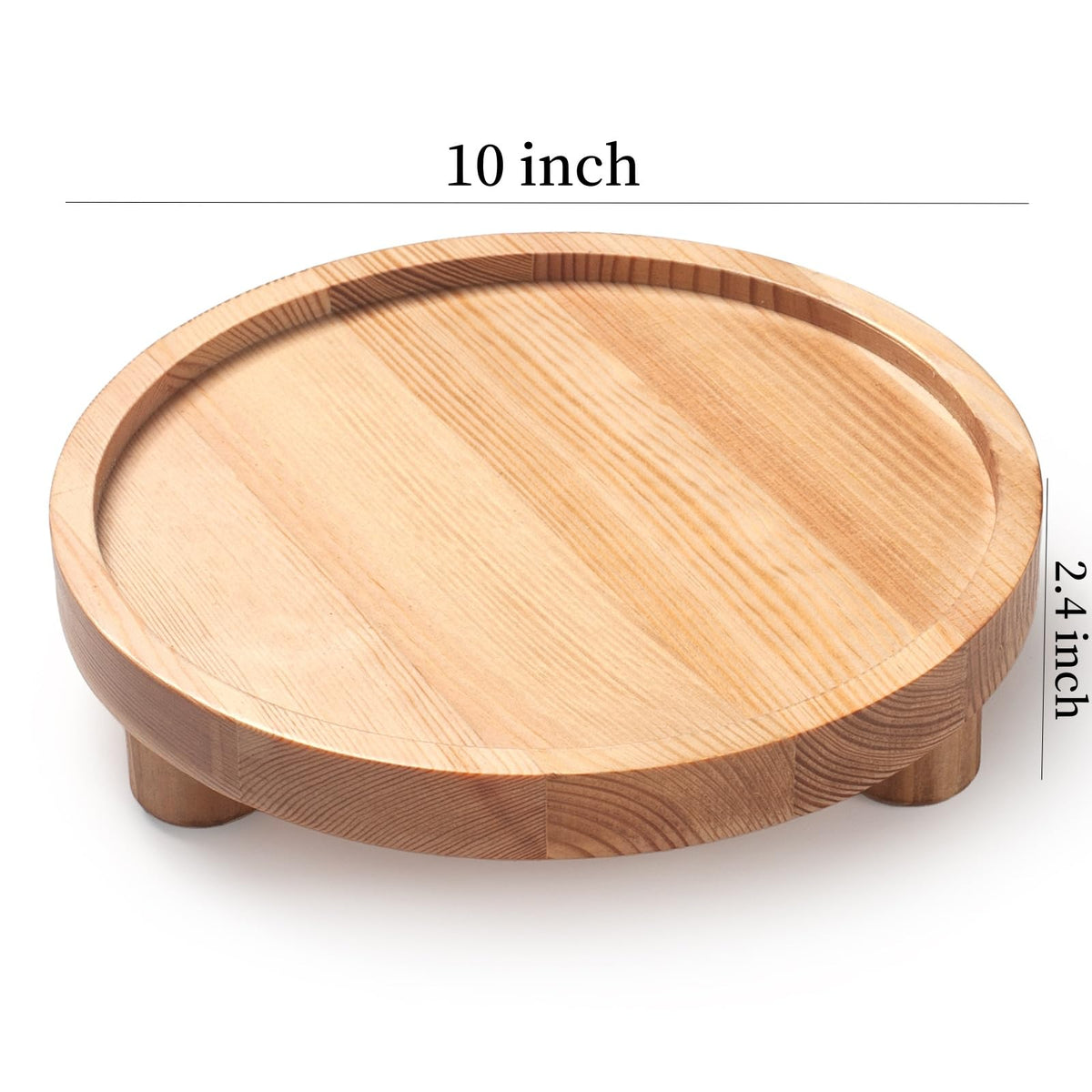 DEAMACE 2 Pcs Wood Riser for Display, Round Wooden Tray Decor, Farmhouse Pedestal Stand, Decorative Riser Tray for Kitchen or Bathroom Counter, Natural