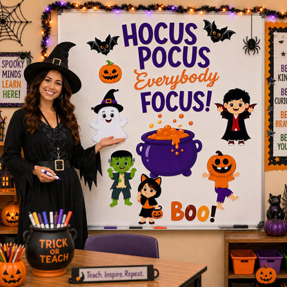 Hello Hallway Classroom Door Decorations for Teachers Seasonal Holiday 4-Pack Value | Peel & Stick Reusable Door & Whiteboard Decor | Preschool Pre-K Kindergarten | Teacher Supplies