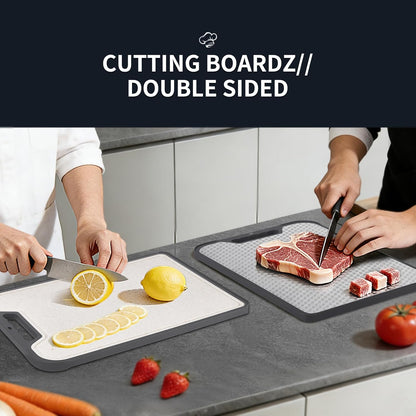 Skiennix Stainless Steel Cutting Board - Double-Sided, Food Grade, Easy to Clean | Large 16” x 11”