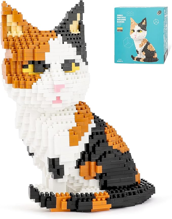 QLT QIAOLETONG Cat Mini Building Blocks Cute Animals Sets for Goodie Bags 1300 PCS Micro Mini Building Toy DIY 3D Bricks Kit for Adults Party Favors for Kids Birthday Gift for Boys Girls