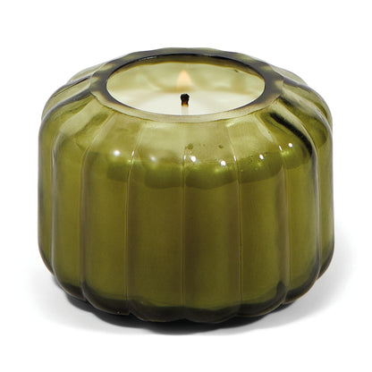 Paddywax Scented Candles Vintage Style Ripple Collection Hand Blown Glass Luxury Artisan Candle, 128g, Green - Secret Garden