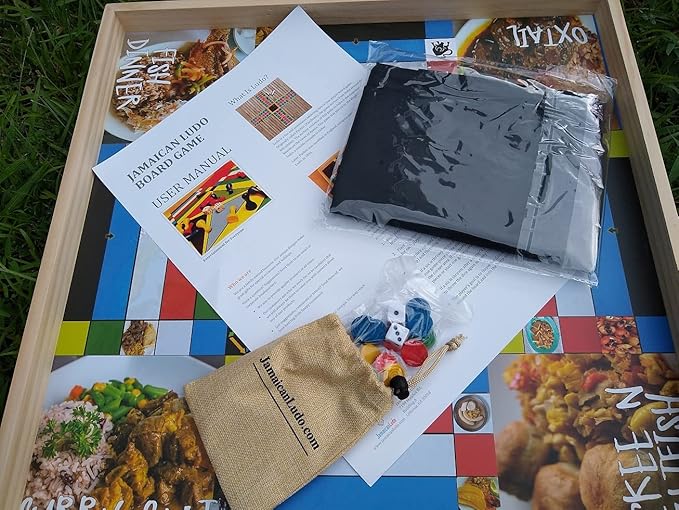 Jamaican Ludo Food Edition (Ludi/Ludy/Loodi) | 24in x 24in Board Game | Family Game Night Activity | Fun Easy Multi-Player Entertainment
