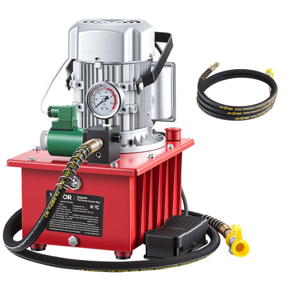 VEVOR Electric Driven Hydraulic Pump, 750W 10,000 PSI, 120V Single Acting Hydraulic Pump Power Pack Unit, Solenoid Valve with Pedal Switch, 2.1 Gal / 8L, for Punching, Bending, Single Acting Cylinders