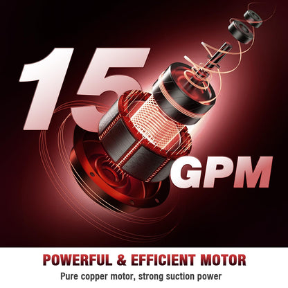 12V Fuel Transfer Pump 15 GPM with Manual Nozzle, Heavy Duty Cast Iron Pump for Gasoline, Diesel, Kerosene, Ethanol, Methanol, and Biodiesel