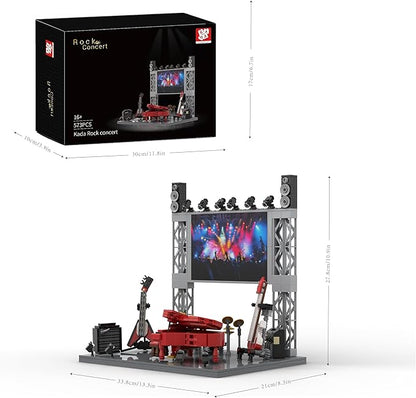 Rock Concert Building Sets MOC Musical Instrument Building Blocks with Piano Bass Guitar &amp Drum Set Building Kit Gift Includes Stage Screen &amp Light Scenes 573PCS