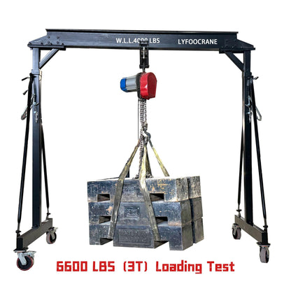 4000 Lbs (6600 lbs Static Loading Test) Gantry Crane, Ajustable 7.87-11.04 FT, Shop Crane 2T with Hoist, Trolley, Sling, Shackles, Hooks and Festoon System Garage Gantry Crane