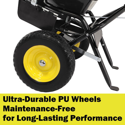 EAGWON Walk-Behind Push Broadcast Spreader, 100lb Capacity Fertilizer Spreader, 0-9.8ft Spreading Width, 13in All-Terrain Solid Tires, All Season for Seed/Fertilizer/Salt/Ice Melt