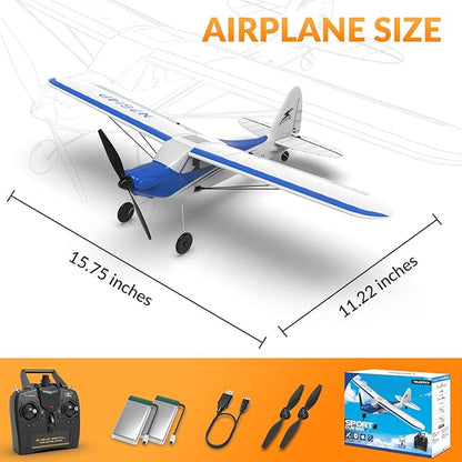 VOLANTEXRC RC Plane Trainer Sport Cub 4CH Remote Control Airplane with Prop Saver 6-Axis Gyro Stabilizer &amp 3 Modes to Fly Radio Controlled Aircraft RTF for Beginners &amp Adults (500mmBlue)