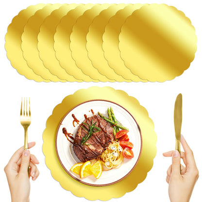 Germiwipe 100 Round Gold Placemats for Dining Tables. Mirrored Gold Charger Place Mats for Kitchen Banquet Table Settings for Weddings, Birthday Dinner Parties, etc.GE-020