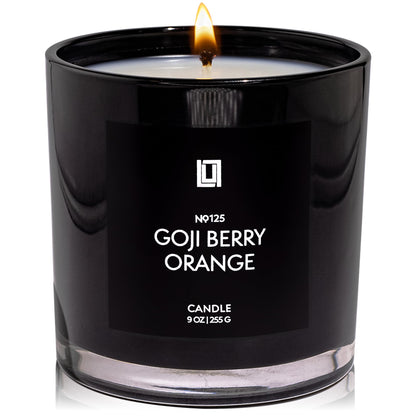 Lulu Candles | Goji Berry & Orange | Bright Citrus & Sweet Berry Scent | Luxury Scented Soy Candle | Strong Scent Throw | Long Lasting | 9 Oz