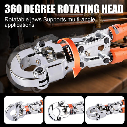 HZLZRZ Professional Universal Pipe Crimping Tool Kit, 6 Dies for Copper 1/2" 3/4" 1" and F877 PEX, with 3/8",1/2",5/8",3/4",1" ASTM F1807 PEX Rings and Pipe Cutter, Pro Press Crimper (MCT-1632C)