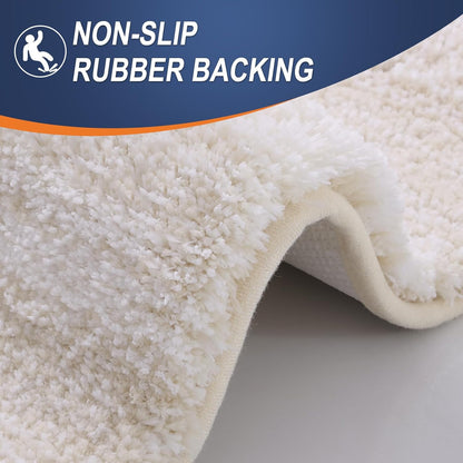 OLANLY Bathroom Runner Rug - Extra Soft Microfiber Mat 44x24 | Quick Dry, Washable, Rubber Backing, Light Beige