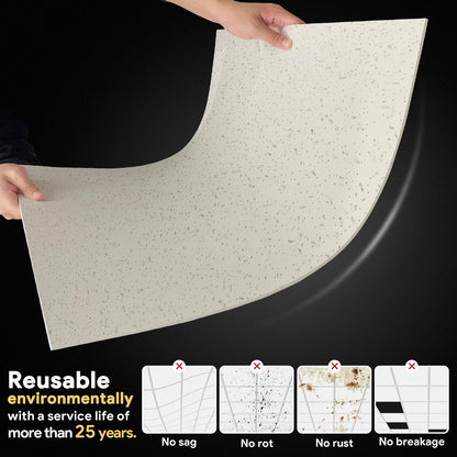 Gigrwiin 2ft x 4ft Printed Pro Ceiling Tiles - PVC Ceiling Panel 24 x 48in – Waterproof, Washable and Fire-Rated - High-Grade PVC to Prevent Breakage-Cover 80 Sq. Ft-Package of 10 Tiles