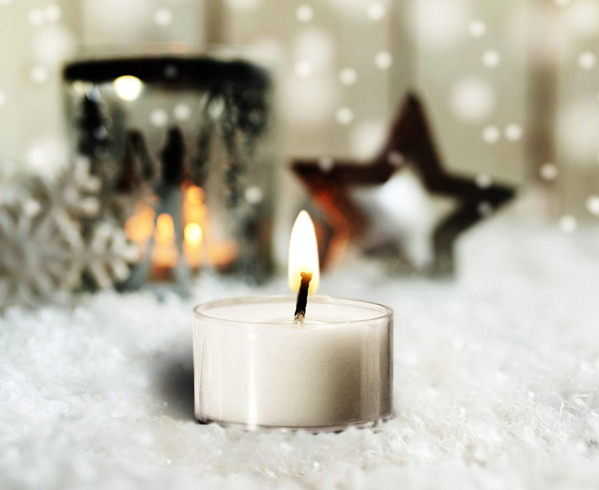 Ner Mitzvah Tea Light Candles - 100 Bulk Pack - White Unscented Tealight Candles in Clear Cup - Long Burning - 4.5 Hour