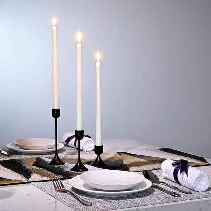 idyllictime Candle Holder Metal Heavy Base for Room Décor Christmas Decorations Party Wedding Halloween Black, 1 Set (3 Pcs)