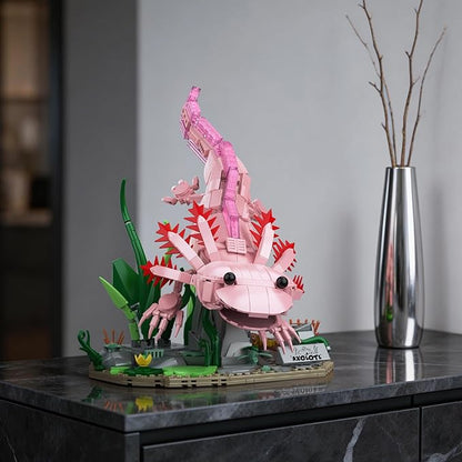 Axolotl Building Set Axolotl Toy Animal Building Blocks with Plants Animals Display Model Kit Gifts for Adults Teens Age 14+ (998 PCS)