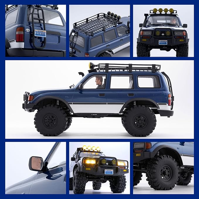 BEEZRC FMS 1/10 RC Crawler FCX10 Land Cruiser LC80 PRO RS Toyota LicensedUpgraded Motor 3541-KV2100 New Gearbox 4WD Off-Road RC Rock Truck 2.4GHz Hobby Grade Remote Control Car for Adults RS