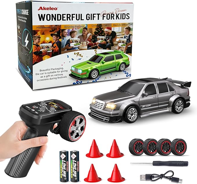 1/43 Mini RC Drift Car with Gyroscope 4WD Full Proportional RC Car 2.4GHZ Hobby Grade Remote Control Cars RTR Model Vehicle 20+KM/H High Speed for Hobbyists Kids Adults (Sliver)