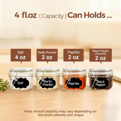 ComSaf 4oz Glass Spice Jars with Airtight Lids (Value Pack of 12), Bulk Mini Mason Jars for DIY Wedding Favors, Spices, Herbs & Crafts, 120ml Small Glass Canisters for Complete Pantry Organization