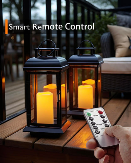 Homemory 3 Pack Flameless Candles, Outdoor Waterproof, Battery Operated LED Pillar Candles with Remote Control and Timer, Plastic, Long Lasting，4”5”6”