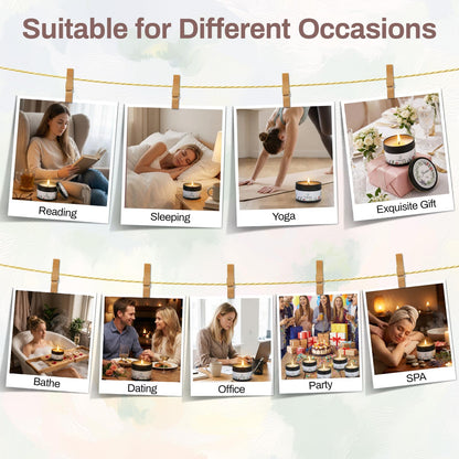 TTRWIN Relaxing Scented Candles Gift Set - 6 Natural Soy Wax Candles for Cosy Home, Aromatherapy Soy Candles in Jars, Stress Relief and Gifts, Christmas, Birthday, Spa Scents for Women, Men