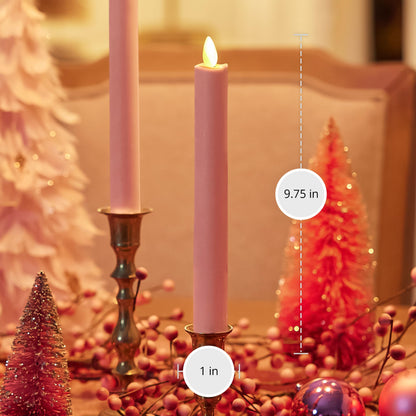 Luminara - Flameless Battery Operated Taper Candle - Rose Tan - Pack of 2-1x9.75 - LED Flickering Flame - Realistic Safe for Home Kids and Pets
