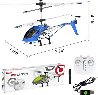 Cheerwing Remote Control HelicopterSYMA S107H Mini RC Helicopter with GyroAltitude Hold One Key Take Off/Landing for Adults Kids(Blue)