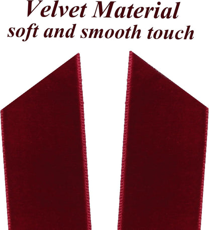 Regine Switzerland Burgundy Velvet Ribbon Bows - 12Pcs 5in x 10in Christmas Tree Ornaments | Holiday Decor
