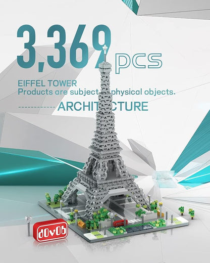 dOvOb Architecture Eiffel Tower Micro Blocks Set 3369 Pieces Mini Bricks 3D Puzzle Toy Gift for Adults and Kids