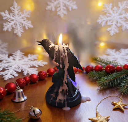 Gothic Decor Halloween Raven Candle Holder Crow Statue – Witchy Occult Home Décor,Skull Spooky Tabletop Furniture(Raven)